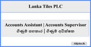 Account Assistant / Accounts Supervisor - Lanka Tiles PLC 2025