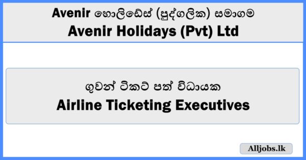 Airline Ticketing Executives - Avenir Holydays (Pvt) Ltd