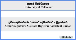 Assistant Registrar, Assistant Bursar - University of Colombo