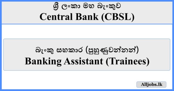 Banking Assistant (Trainees) - Central Bank (CBSL)