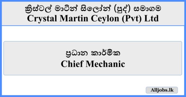Chief Mechanic - Crystal Martin Ceylon (Pvt) Ltd