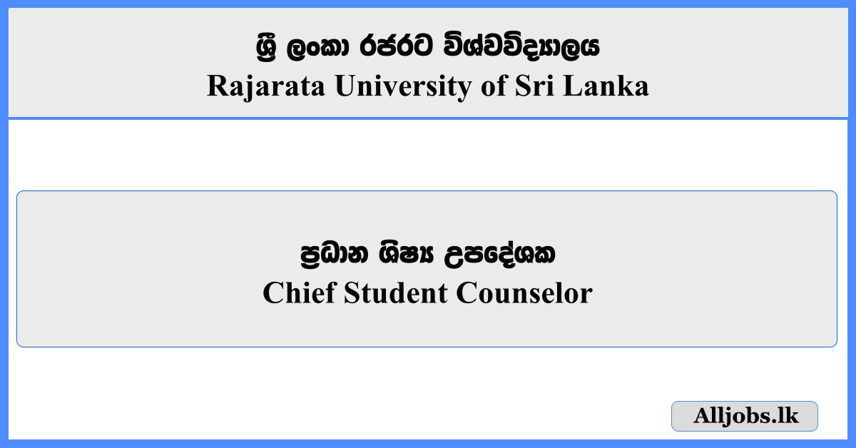 Chief Student Counselor - Rajarata University of Sri Lanka