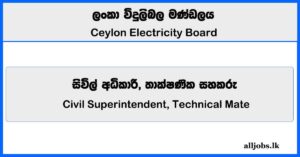 Civil Superintendent, Technical Mate - Ceylon Electricity Board Vacancies 2025