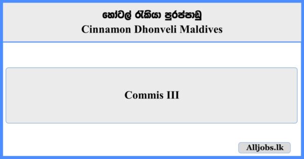 Commis III - Cinnamon Dhonveli Maldives