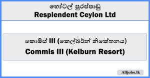 Commis III (Kelburn Resort) -Resplendent Ceylon Ltd