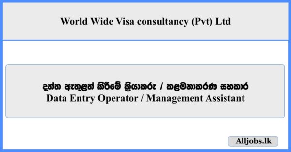 Data Entry Operator, Management Assistant - World Wide Visa consultancy (Pvt) Ltd