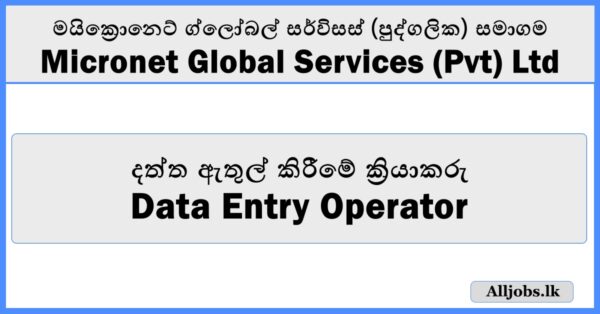 Data Entry Operator - Micronet Global Services (Pvt) Ltd