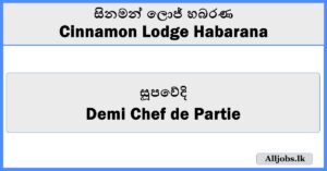 Demi Chef de Partie - Cinnamon Lodge Habarana