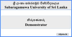 Demonstrator - Sabaragamuwa University
