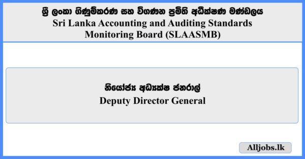 Deputy Director General - Sri Lanka Accounting and Auditing Standards Monitoring Board (SLAASMB)