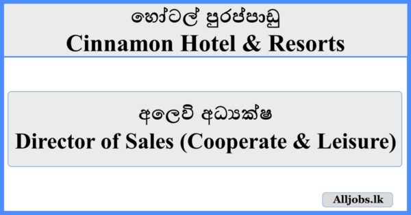 Director of Sales (Cooperate & Leisure) - Cinnamon Hotel & Resorts