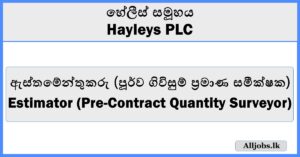Estimator (Pre-Contract Quantity Surveyor) - Hayleys PLC