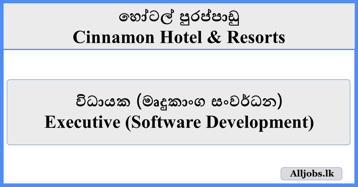 Executive (Software Development) - Cinnamon Hotel & Resorts