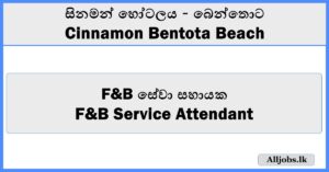 F&B Service Attendant - Cinnamon Bentota Beach