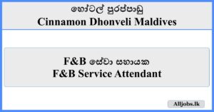 F&B Service Attendant - Cinnamon Dhonveli Maldives