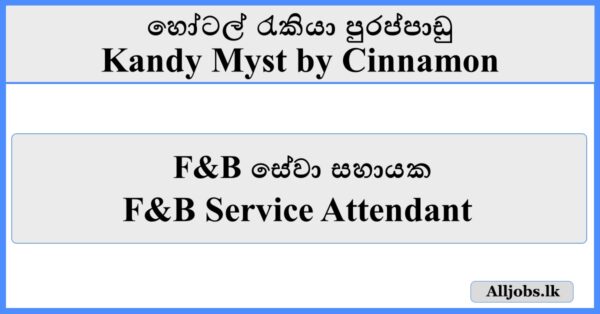 F&B Service Attendant - Kandy Myst by Cinnamon
