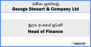 Head of Finance - George Steuart