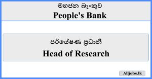 Head of Research - People's Bank