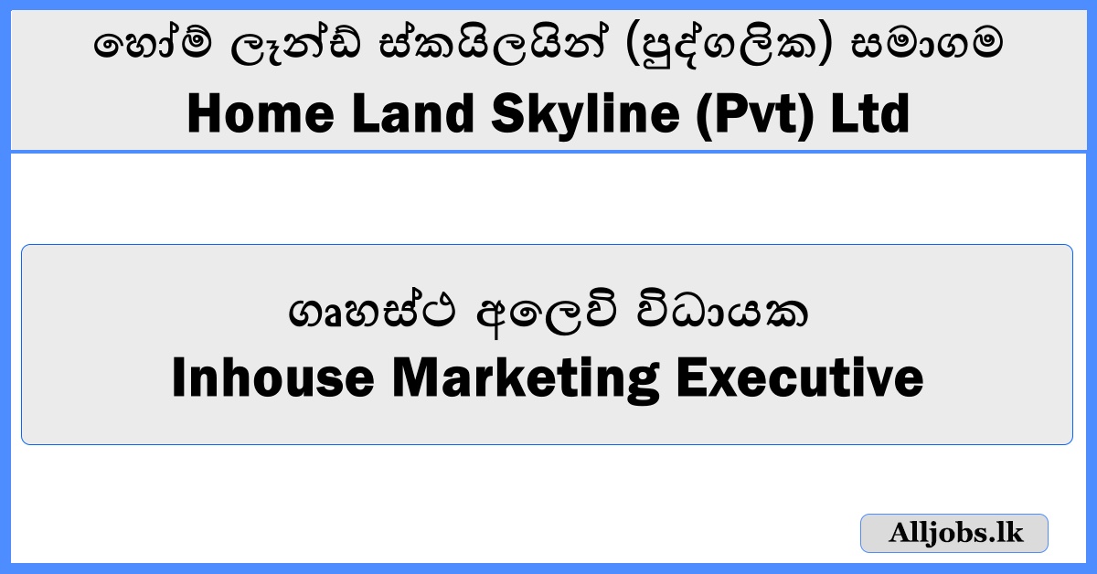 Inhouse Marketing Executive - Home Land Skyline (Pvt) Ltd