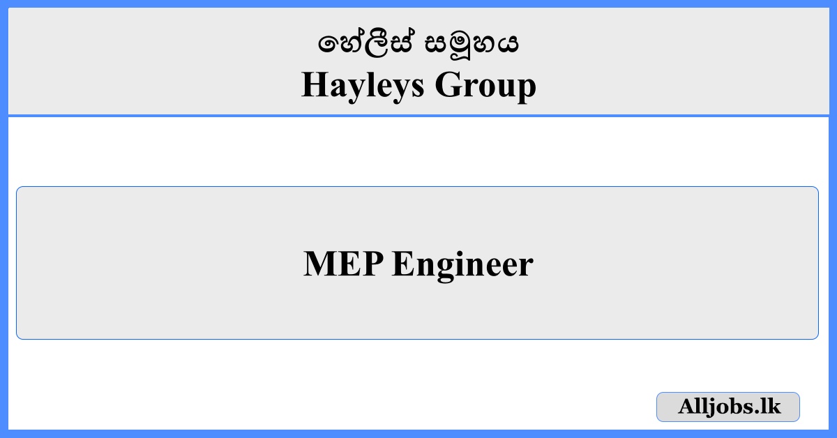 MEP Engineer - Hayleys Group