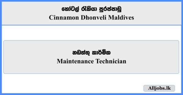 Maintenance Technician - Cinnamon Dhonveli Maldives