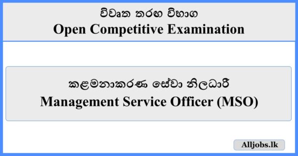 Management Service Officer (MSO) - Open Competitive Examination