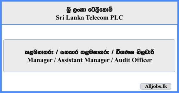 Manager, Assistant Manager, Audit Officer - Sri Lanka Telecom PLC 2026