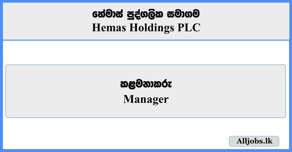 Manager - Hemas Holdings