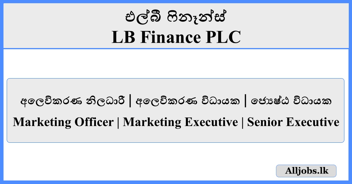 Marketing Officer Marketing Executive Senior Executive - LB Finance