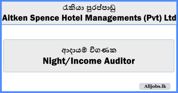 NightIncome Auditor - Aitken Spence Hotel