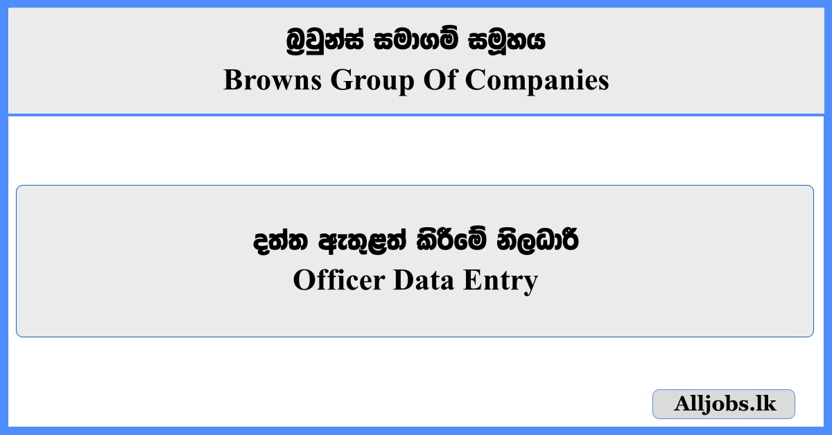 Officer Data Entry – Browns Group Of Companies 2026