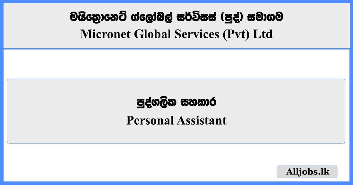Personal Assistant - Micronet Global Services (Pvt) Ltd