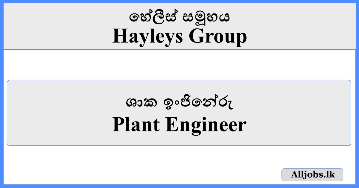 Plant Engineer - Hayleys Group