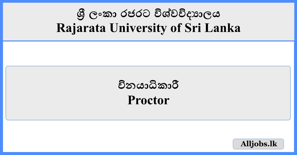 Proctor - Rajarata University of Sri Lanka