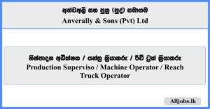 Production Supervisor, Machine Operator, Reach Truck Operator - Anverally & Sons (Pvt) Ltd 2026