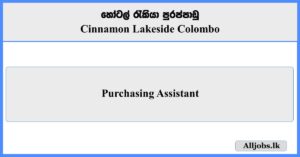 Purchasing Assistant - Cinnamon Lakeside Colombo