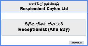 Receptionist (Ahu Bay)-Resplendent Ceylon Ltd