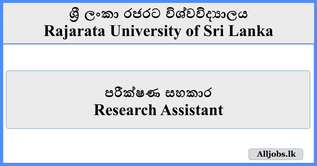 Research Assistant - Rajarata University