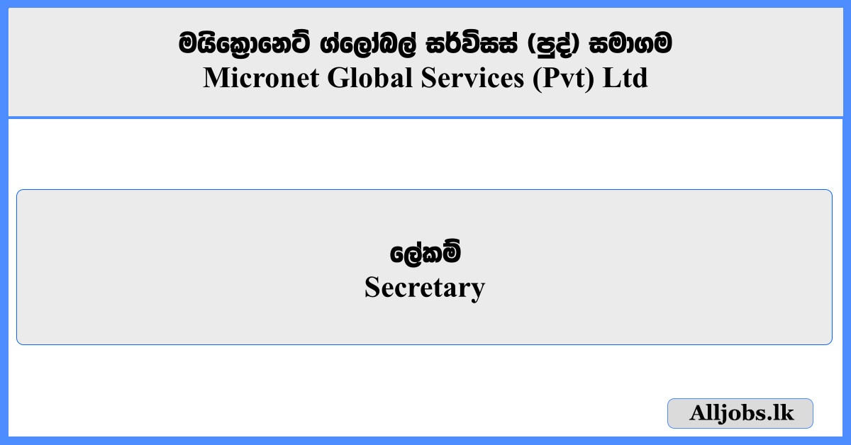 Secretary - Micronet Global Services (Pvt) Ltd