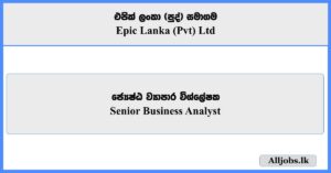 Senior Business Analyst - Epic Lanka (Pvt) Ltd