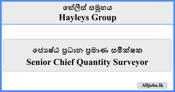 Senior Chief Quantity Surveyor - Hayleys Group