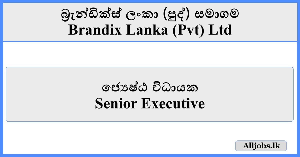 Senior Executive - Brandix Lanka (Pvt) Ltd