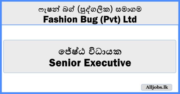 Senior Executive - Fashion Bug (Pvt) Ltd