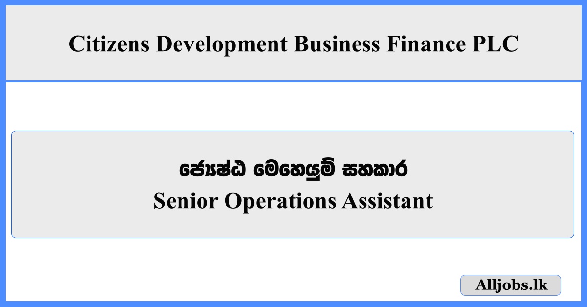 Senior Operations Assistant - Citizens Development Business Finance PLC