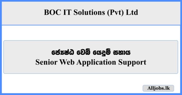 Senior Web Application Support - BOC IT Solutions (Pvt) Ltd