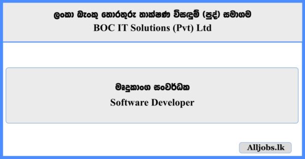 Software Developer - BOC IT Solutions (Pvt) Ltd