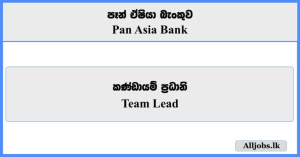 Team Lead - Pan Asia Bank