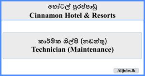 Technician (Maintenance)- Cinnamon Hotel & Resorts