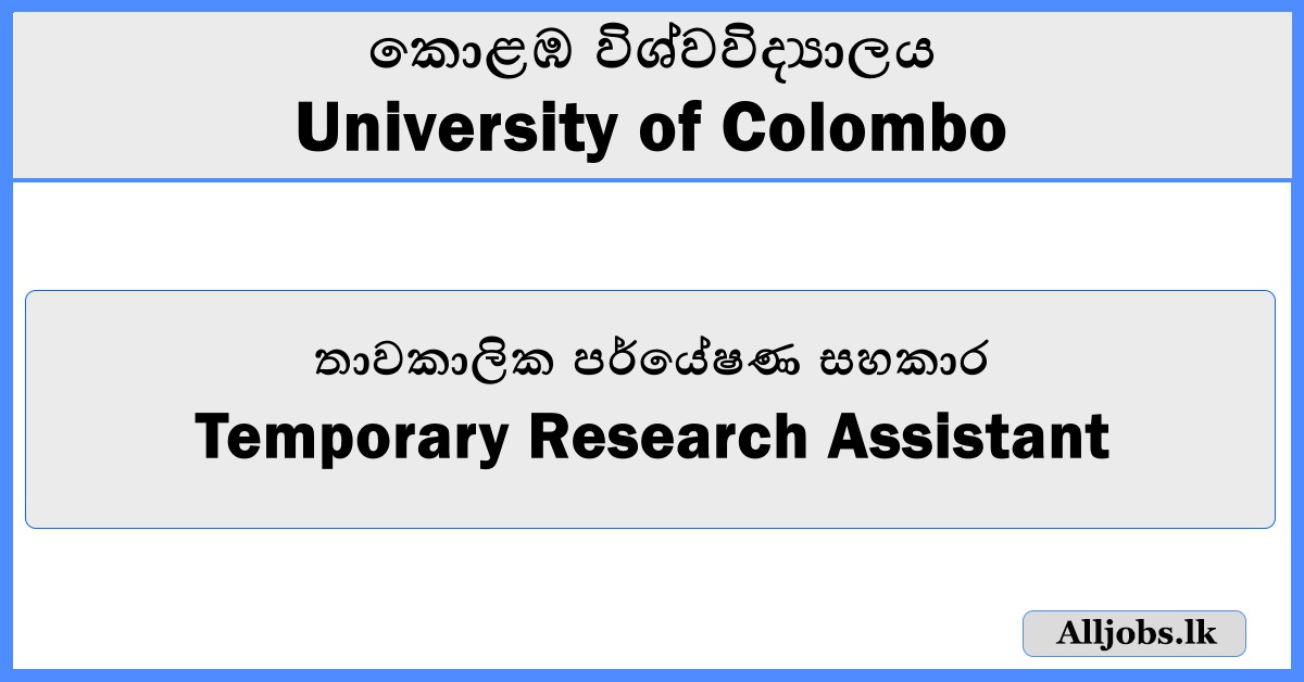 Temporary Research Assistant - University of Colombo