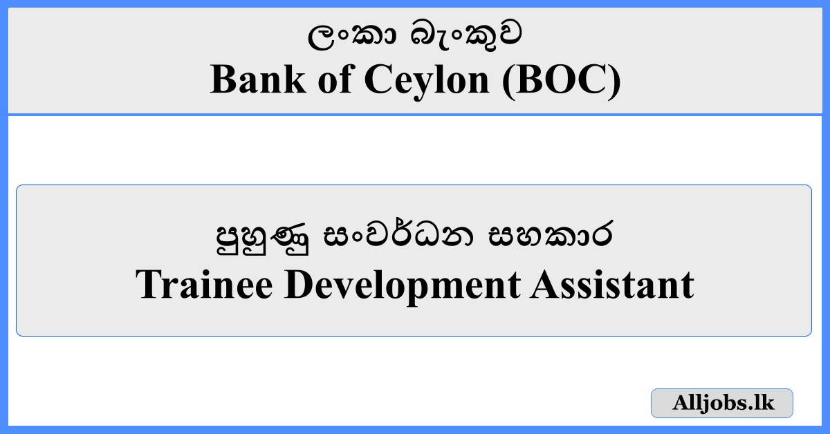 Trainee Development Assistant - Bank of Ceylon (BOC)